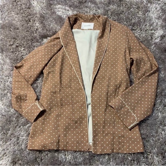 FRAME Polka Dot Smoking Jacket Robe - Picture 2 of 10